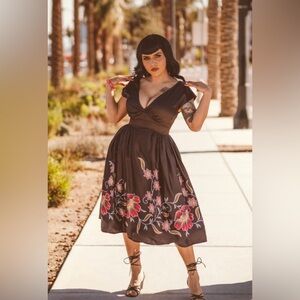 Rockie Bettie Floral Black Dress